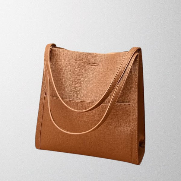 Olivia - Solid color simple genuine leather shoulder bag