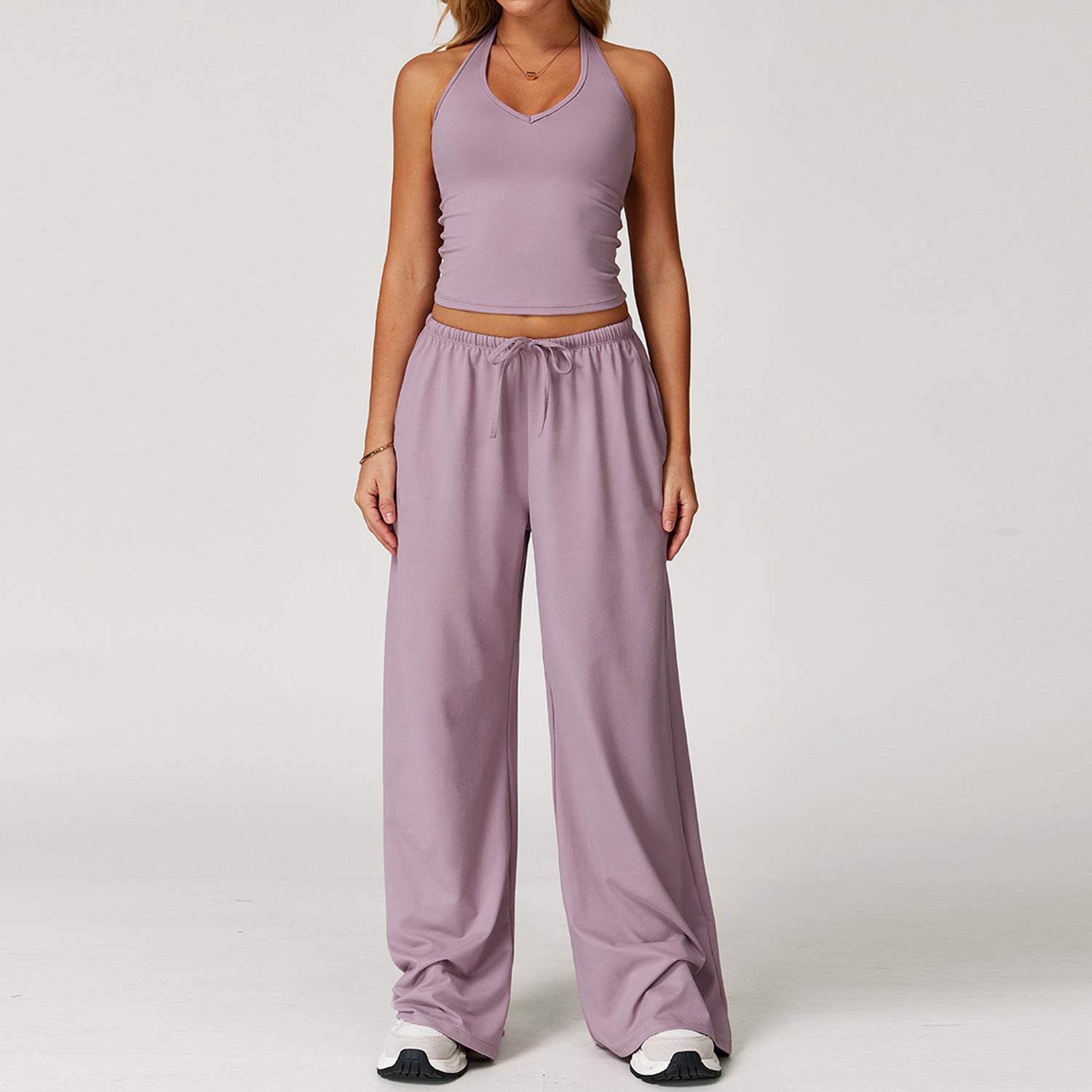 ARAYA | Casual Crop Tank Top and Wide Leg Pants Set