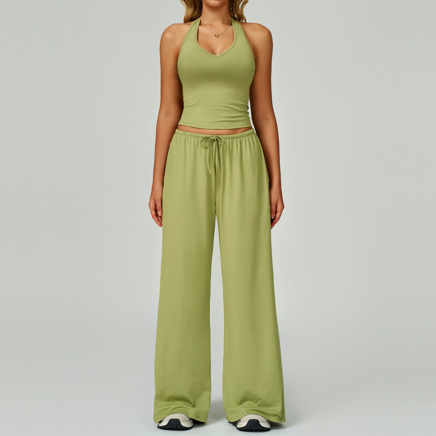 ARAYA | Casual Crop Tank Top and Wide Leg Pants Set