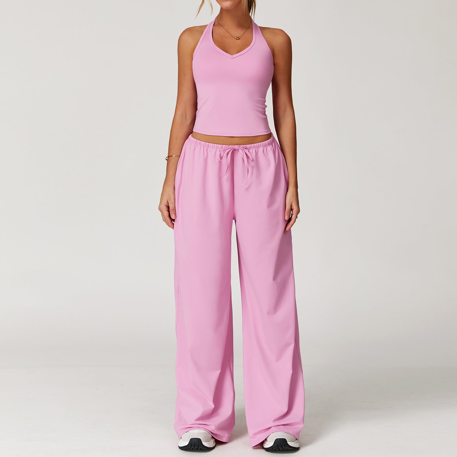 ARAYA | Casual Crop Tank Top and Wide Leg Pants Set