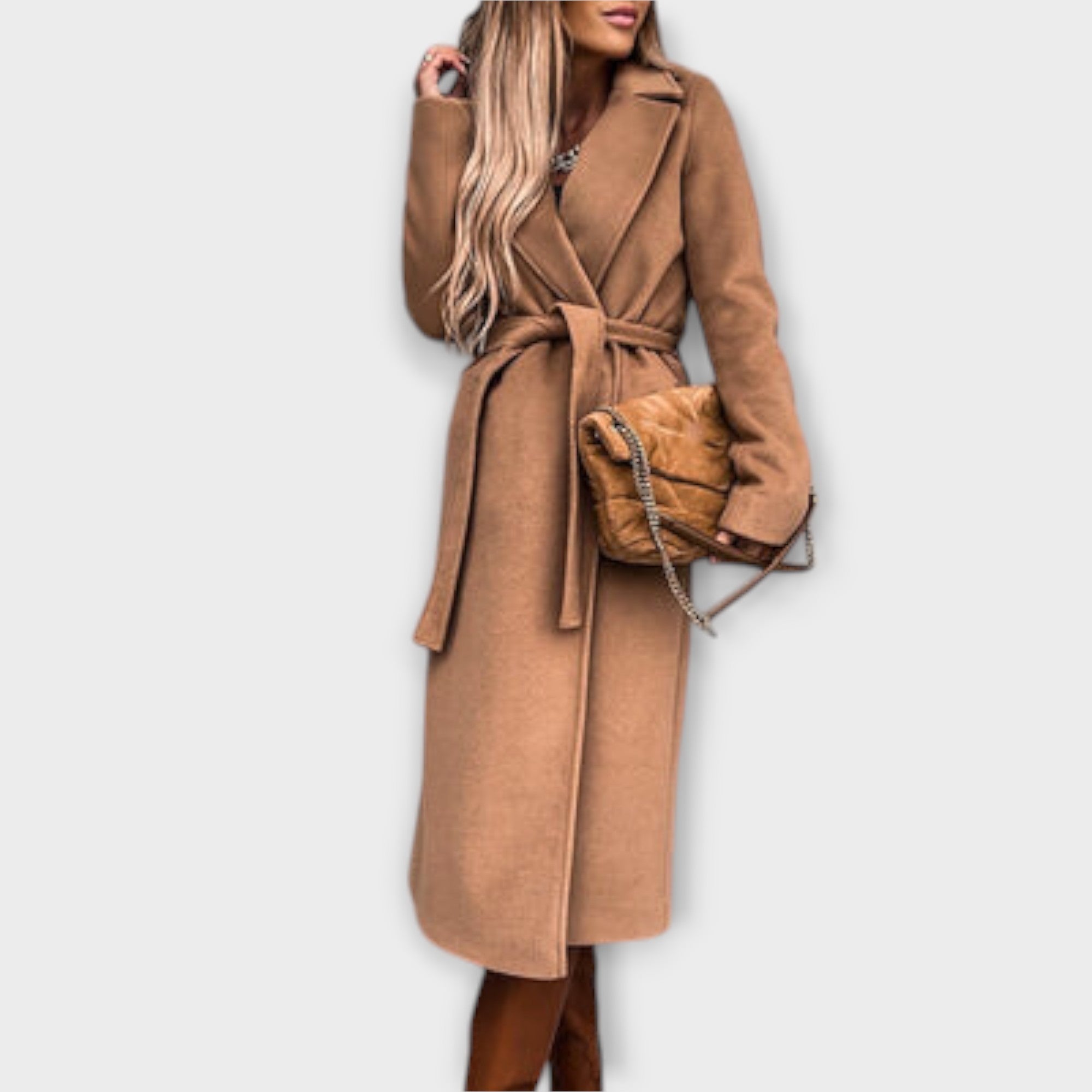 Eliza | Stylish Long Coat with Tie Belt