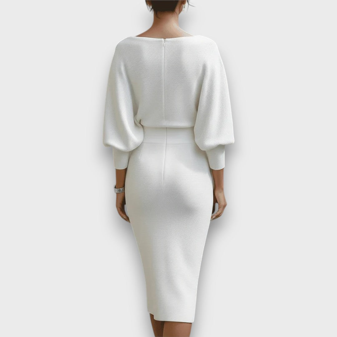 Lunaria – Draped Batwing Midi Dress